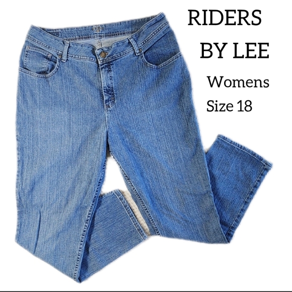 RIDERS BY LEE WOMENS JEANS SIZE 18 WASHED BLUE COLOR - Picture 1 of 13